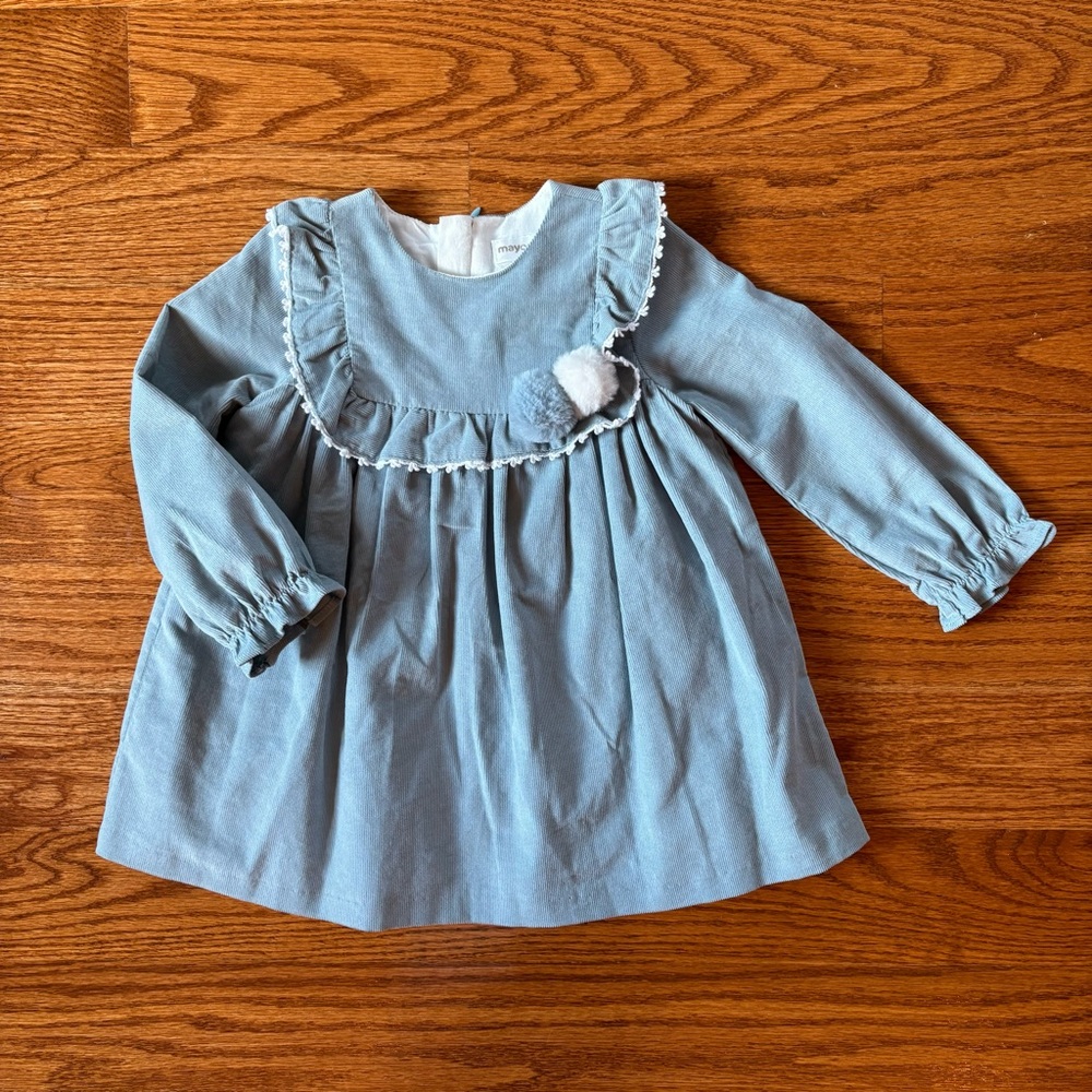 mayoral corduroy pompom dress